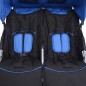 Zwillingskinderwagen Stahl Blau und Schwarz Zwillingskinderwagen Stahl Blau und Schwarz