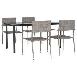 vidaXL 5-tlg. Garten-Essgruppe Grau und Schwarz Poly Rattan und Stahl