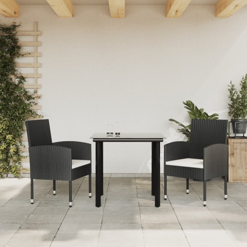 vidaXL 3-tlg. Garten-Essgruppe Schwarz Poly Rattan und Stahl vidaXL 3-tlg. Garten-Essgruppe Schwarz Poly Rattan und Stahl