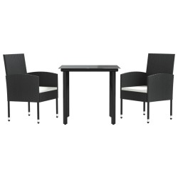 vidaXL 3-tlg. Garten-Essgruppe Schwarz Poly Rattan und Stahl