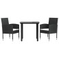 vidaXL 3-tlg. Garten-Essgruppe Schwarz Poly Rattan und Stahl vidaXL 3-tlg. Garten-Essgruppe Schwarz Poly Rattan und Stahl
