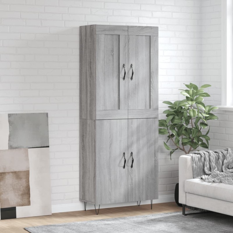 vidaXL Highboard Grau Sonoma 69,5x34x180 cm Holzwerkstoff vidaXL Highboard Grau Sonoma 69,5x34x180 cm Holzwerkstoff