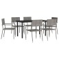 vidaXL 7-tlg. Garten-Essgruppe Grau und Schwarz Poly Rattan und Stahl vidaXL 7-tlg. Garten-Essgruppe Grau und Schwarz Poly Rattan und Stahl