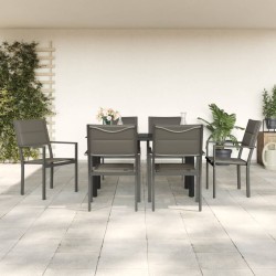 vidaXL 7-tlg. Garten-Essgruppe Schwarz Stahl und Textilene