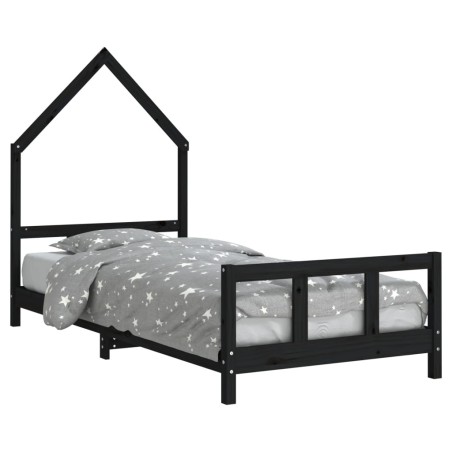 vidaXL Kinderbett Schwarz 90x190 cm Massivholz Kiefer