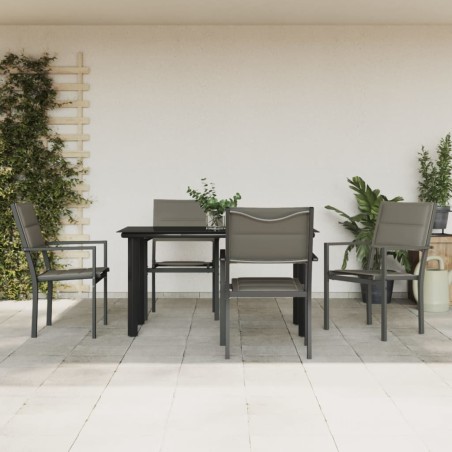 vidaXL 5-tlg. Garten-Essgruppe Schwarz Stahl und Textilene
