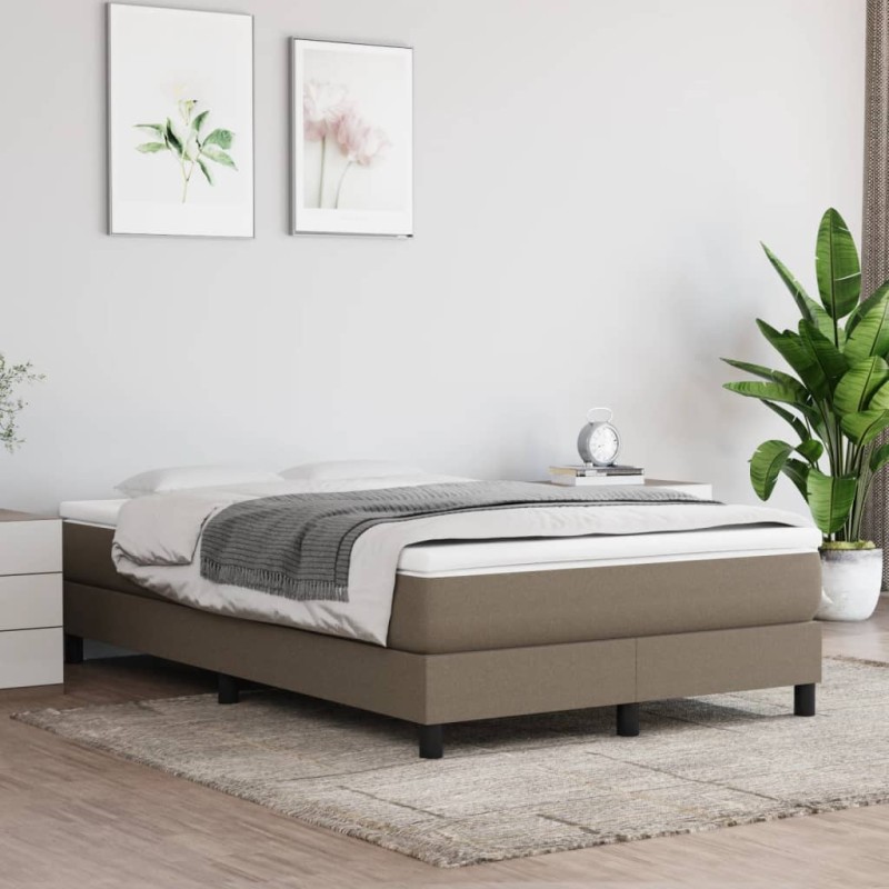 vidaXL Boxspringbett mit Matratze Taupe 120x200 cm Stoff vidaXL Boxspringbett mit Matratze Taupe 120x200 cm Stoff
