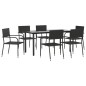 vidaXL 7-tlg. Garten-Essgruppe Schwarz Poly Rattan und Stahl vidaXL 7-tlg. Garten-Essgruppe Schwarz Poly Rattan und Stahl
