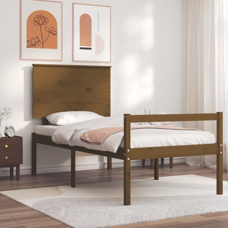 vidaXL Massivholzbett mit Kopfteil Honigbraun vidaXL Massivholzbett mit Kopfteil Honigbraun