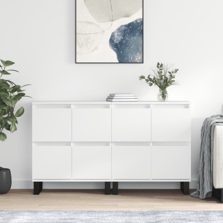 vidaXL Sideboards 2 Stk. Hochglanz-Weiß Holzwerkstoff