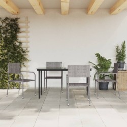 vidaXL 5-tlg. Garten-Essgruppe Grau und Schwarz Poly Rattan und Stahl
