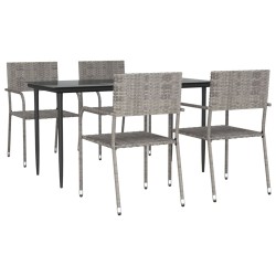 vidaXL 5-tlg. Garten-Essgruppe Grau und Schwarz Poly Rattan und Stahl
