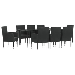 vidaXL 9-tlg. Garten-Essgruppe Schwarz Poly Rattan und Stahl