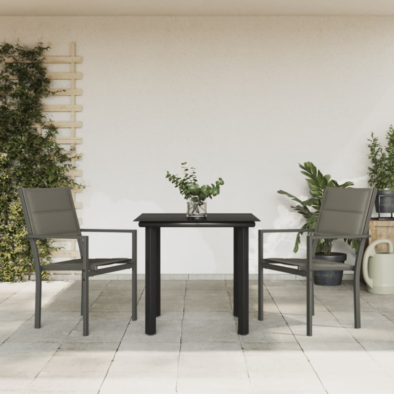 vidaXL 3-tlg. Garten-Essgruppe Schwarz Stahl und Textilene vidaXL 3-tlg. Garten-Essgruppe Schwarz Stahl und Textilene