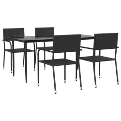 vidaXL 5-tlg. Garten-Essgruppe Schwarz Poly Rattan und Stahl