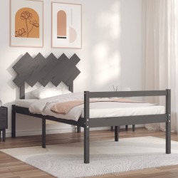 vidaXL Massivholzbett mit Kopfteil Grau 100x200 cm