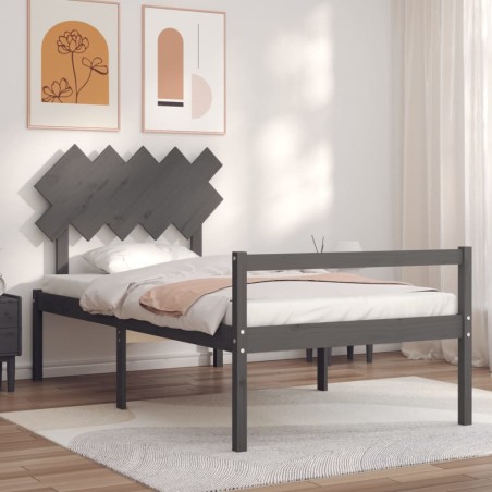 vidaXL Massivholzbett mit Kopfteil Grau 100x200 cm
