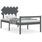 vidaXL Massivholzbett mit Kopfteil Grau 100x200 cm vidaXL Massivholzbett mit Kopfteil Grau 100x200 cm