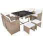 vidaXL 9-tlg. Garten-Essgruppe mit Auflagen Poly Rattan Beige vidaXL 9-tlg. Garten-Essgruppe mit Auflagen Poly Rattan Beige