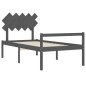 vidaXL Massivholzbett mit Kopfteil Grau 100x200 cm vidaXL Massivholzbett mit Kopfteil Grau 100x200 cm