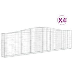 vidaXL Gabionen mit Hochbogen 4 Stk. 400x30x100/120cm Verzinktes Eisen