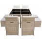 vidaXL 9-tlg. Garten-Essgruppe mit Auflagen Poly Rattan Beige vidaXL 9-tlg. Garten-Essgruppe mit Auflagen Poly Rattan Beige