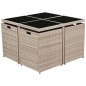vidaXL 9-tlg. Garten-Essgruppe mit Auflagen Poly Rattan Beige vidaXL 9-tlg. Garten-Essgruppe mit Auflagen Poly Rattan Beige