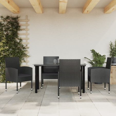 vidaXL 5-tlg. Garten-Essgruppe Schwarz Poly Rattan und Stahl