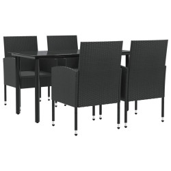 vidaXL 5-tlg. Garten-Essgruppe Schwarz Poly Rattan und Stahl