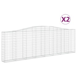 vidaXL Gabionen mit Hochbogen 2 Stk. 400x30x120/140cm Verzinktes Eisen