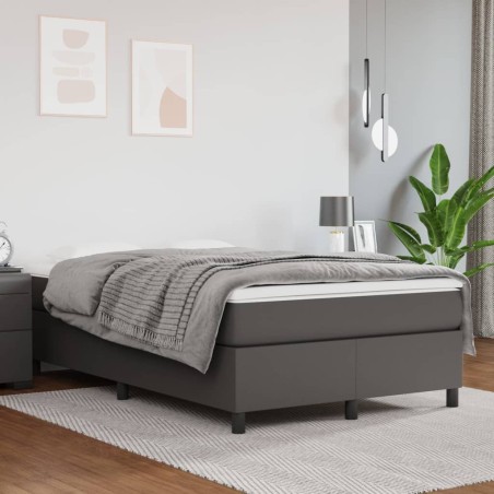 vidaXL Boxspringbett mit Matratze Grau 120x200 cm Kunstleder