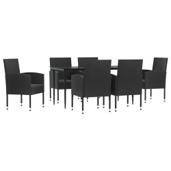 vidaXL 7-tlg. Garten-Essgruppe Schwarz Poly Rattan und Stahl