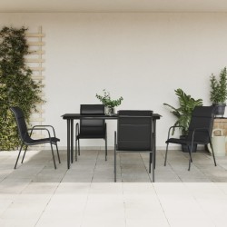 vidaXL 5-tlg. Garten-Essgruppe Schwarz Stahl und Textilene