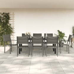 vidaXL 9-tlg. Garten-Essgruppe Schwarz Stahl und Textilene