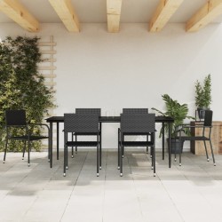 vidaXL 7-tlg. Garten-Essgruppe Schwarz Poly Rattan und Stahl