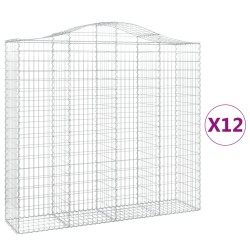 vidaXL Gabionen mit Hochbogen 12Stk. 200x50x180/200cm Verzinktes Eisen