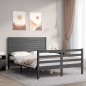 vidaXL Massivholzbett mit Kopfteil Grau vidaXL Massivholzbett mit Kopfteil Grau