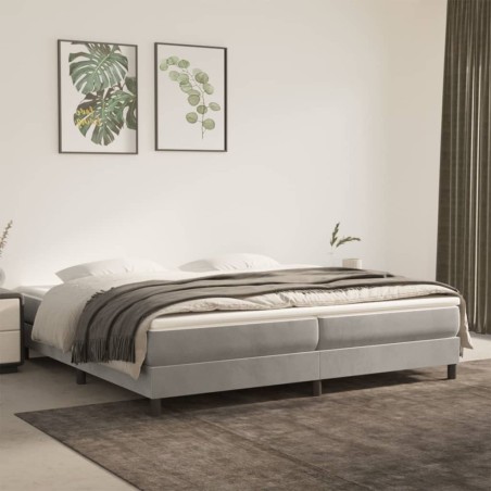 vidaXL Boxspringbett mit Matratze Hellgrau 200x200 cm Samt