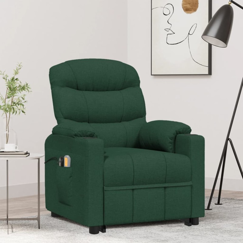 vidaXL Massagesessel mit Aufstehhilfe Dunkelgrün Stoff vidaXL Massagesessel mit Aufstehhilfe Dunkelgrün Stoff