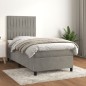 vidaXL Boxspringbett mit Matratze Hellgrau 100x200 cm Samt vidaXL Boxspringbett mit Matratze Hellgrau 100x200 cm Samt