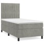 vidaXL Boxspringbett mit Matratze Hellgrau 100x200 cm Samt vidaXL Boxspringbett mit Matratze Hellgrau 100x200 cm Samt