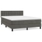 vidaXL Boxspringbett mit Matratze Dunkelgrau 140x190 cm Samt vidaXL Boxspringbett mit Matratze Dunkelgrau 140x190 cm Samt