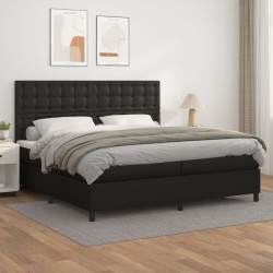 vidaXL Boxspringbett mit Matratze Schwarz 200x200 cm Kunstleder
