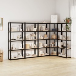 vidaXL Regale mit 5 Böden 5 Stk. Anthrazit Stahl & Holzwerkstoff
