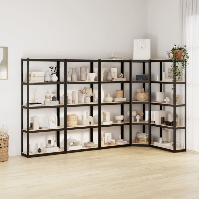 vidaXL Regale mit 5 Böden 5 Stk. Anthrazit Stahl & Holzwerkstoff vidaXL Regale mit 5 Böden 5 Stk. Anthrazit Stahl & Holzwerkstoff
