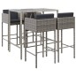 vidaXL 5-tlg. Gartenbar-Set mit Kissen Grau Poly Rattan vidaXL 5-tlg. Gartenbar-Set mit Kissen Grau Poly Rattan