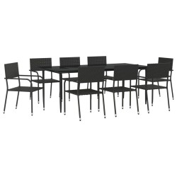 vidaXL 9-tlg. Garten-Essgruppe Schwarz Poly Rattan und Stahl