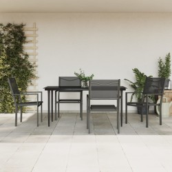 vidaXL 5-tlg. Garten-Essgruppe Schwarz Stahl und Textilene