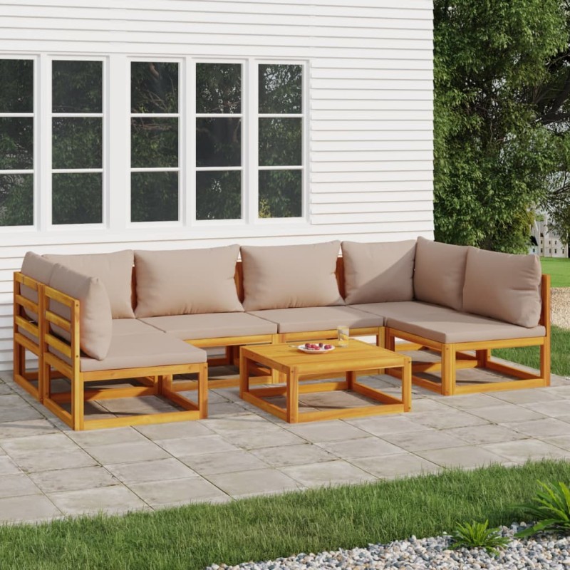 vidaXL 7-tlg. Garten-Lounge-Set mit Taupe Kissen Massivholz vidaXL 7-tlg. Garten-Lounge-Set mit Taupe Kissen Massivholz