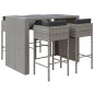 vidaXL 5-tlg. Gartenbar-Set mit Kissen Grau Poly Rattan vidaXL 5-tlg. Gartenbar-Set mit Kissen Grau Poly Rattan